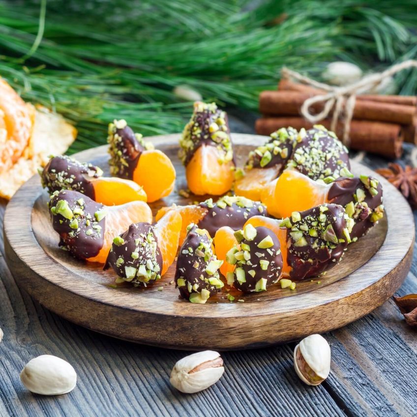 świąteczny deser - mandarynki w czekoladzie