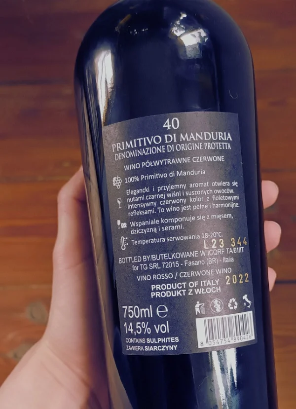 40 Primitivo di Manduria - dobre wino z Biedronki