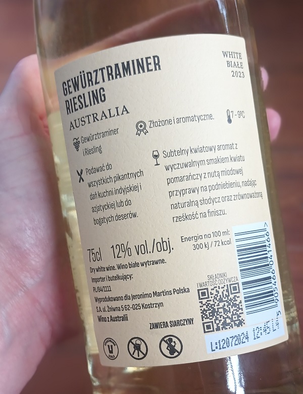 Wino z Biedronki. Australijski kupaż Gewürztraminer/Riesling