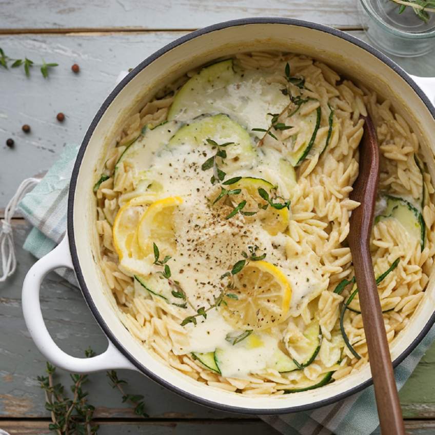 makaron orzo w kremowym sosie na winie
